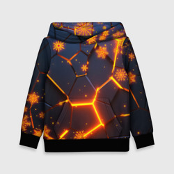 Детская толстовка 3D Новогодние огненные 3D плиты fire neon hexagon