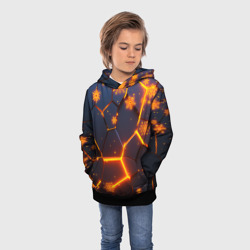 Детская толстовка 3D Новогодние огненные 3D плиты fire neon hexagon - фото 2