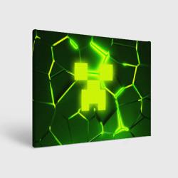 Холст прямоугольный 3D плиты Майнкрафт трещины соты hexagon neon