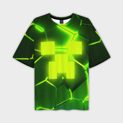 Мужская футболка oversize 3D 3D плиты Майнкрафт трещины соты hexagon neon