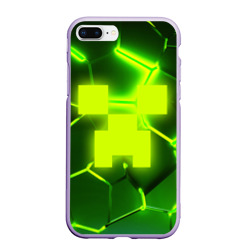 Чехол для iPhone 7Plus/8 Plus матовый 3D плиты Майнкрафт трещины соты hexagon neon