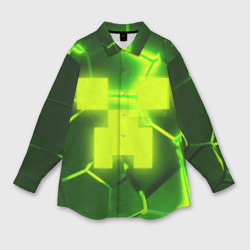 Женская рубашка oversize 3D 3D плиты Майнкрафт трещины соты hexagon neon