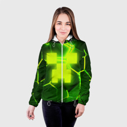 Женская куртка 3D 3D плиты Майнкрафт трещины соты hexagon neon - фото 2