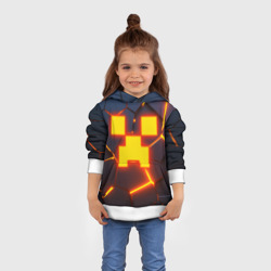 Толстовка с принтом Огненный Крипер 3D плиты fire Creeper для ребенка, вид на модели спереди №3. Цвет основы: белый