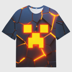 Женская футболка oversize 3D Огненный Крипер 3D плиты fire Creeper