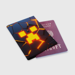 Обложка для паспорта матовая кожа Огненный Крипер 3D плиты fire Creeper - фото 2