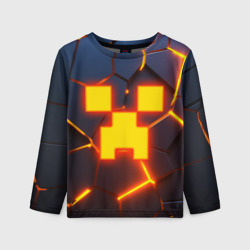 Детский лонгслив 3D Огненный Крипер 3D плиты fire Creeper