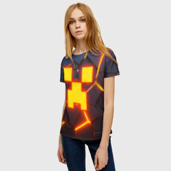 Женская футболка 3D Огненный Крипер 3D плиты fire Creeper - фото 2