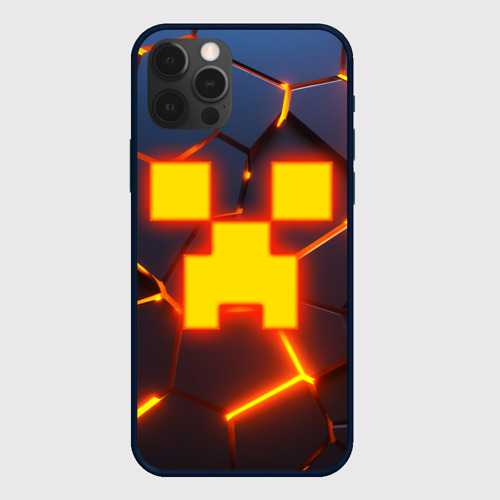 Чехол для iPhone 12 Pro с принтом Огненный Крипер 3D плиты fire Creeper, вид спереди №1
