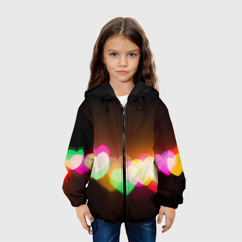 Детская куртка 3D Горящие сердца всех цветов радуги, цвет черный - фото 4