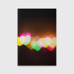 Обложка для паспорта матовая кожа Горящие сердца всех цветов радуги