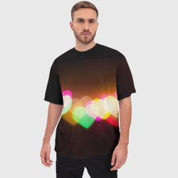 Мужская футболка oversize 3D Горящие сердца всех цветов радуги - фото 2