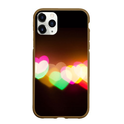 Чехол для iPhone 11 Pro Max матовый Горящие сердца всех цветов радуги