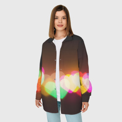 Женская рубашка oversize 3D Горящие сердца всех цветов радуги - фото 2