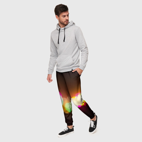 Мужские брюки 3D Горящие сердца всех цветов радуги, цвет 3D печать - фото 3