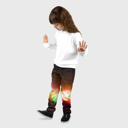 Детские брюки 3D Горящие сердца всех цветов радуги, цвет 3D печать - фото 3