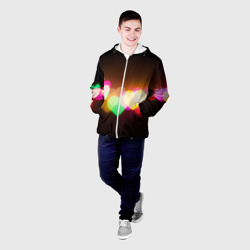 Мужская куртка 3D Горящие сердца всех цветов радуги - фото 2