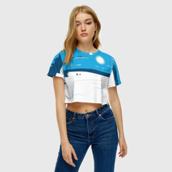 Женская футболка Crop-top 3D Зимняя рыбалка на озере - фото 2