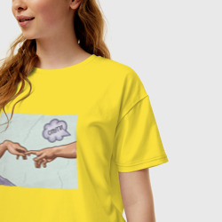 Женская футболка хлопок Oversize Опути мем искусство - фото 2
