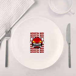 Набор: тарелка + кружка Geometry Dash красный огненный демон - фото 2