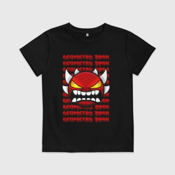 Детская футболка хлопок Geometry Dash красный огненный демон