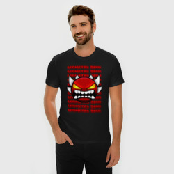 Мужская футболка хлопок Slim Geometry Dash красный огненный демон - фото 2