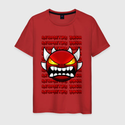 Мужская футболка хлопок Geometry Dash красный огненный демон