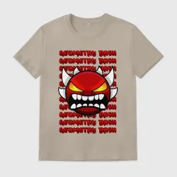 Мужская футболка хлопок Geometry Dash красный огненный демон