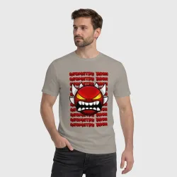 Мужская футболка хлопок Geometry Dash красный огненный демон - фото 2