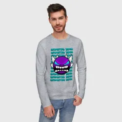 Мужской лонгслив хлопок Geometry Dash фиолетовый демон геометрия - фото 2