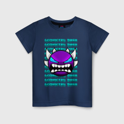 Детская футболка хлопок Geometry Dash фиолетовый демон геометрия