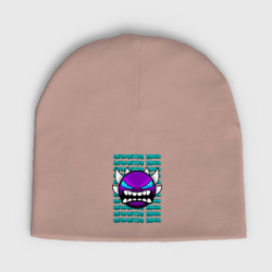 Детская шапка демисезонная Geometry Dash фиолетовый демон геометрия
