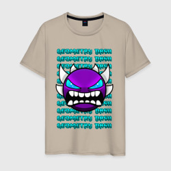 Мужская футболка хлопок Geometry Dash фиолетовый демон геометрия