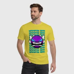 Мужская футболка хлопок Geometry Dash фиолетовый демон геометрия - фото 2