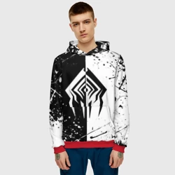 Мужская толстовка 3D Warframe Stalker black white Сталкер - фото 2