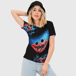 Женская футболка 3D Slim Хаги Ваги лицо монстра Poppy Playtime - фото 2