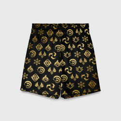 Детские спортивные шорты 3D Golden Genshin Impact pattern золото Геншин Импакт