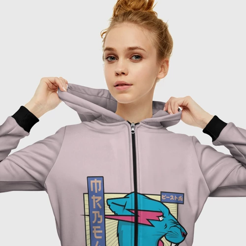 Женская толстовка 3D на молнии с принтом Mr Beast Japan Full Print - картинка 5 Женская толстовка 3D на молнии Mr Beast Japan Full Print - фото 5