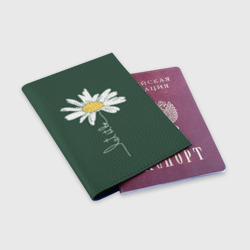 Обложка для паспорта матовая кожа Let it be - цветок ромашка - фото 2