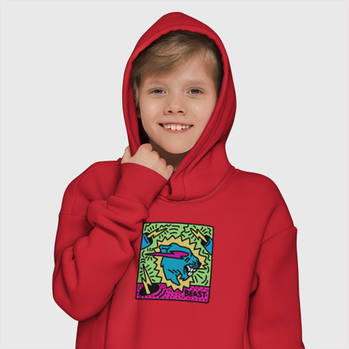 Детское худи Oversize хлопок Mr Beast Drawing Coton, цвет красный - фото 12