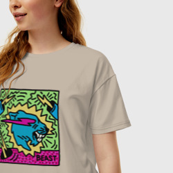 Женская футболка хлопок Oversize Mr Beast Drawing Coton - фото 2