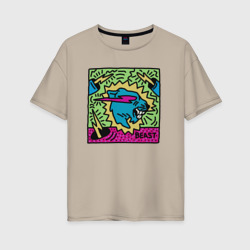 Женская футболка хлопок Oversize Mr Beast Drawing Coton