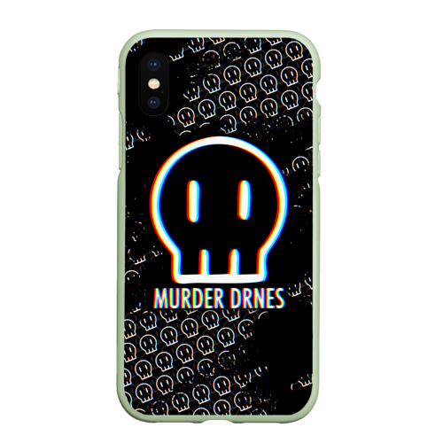 Чехол для iPhone XS Max матовый Murder Drones logo Дроны-убийцы логотип, цвет салатовый