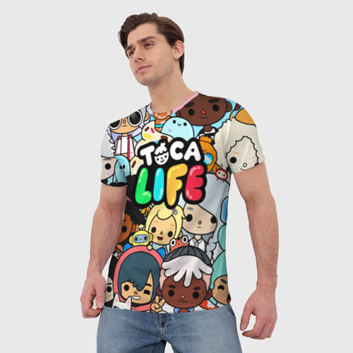 Мужская футболка 3D с принтом Toca Life персонажи из игры, фото на моделе #1