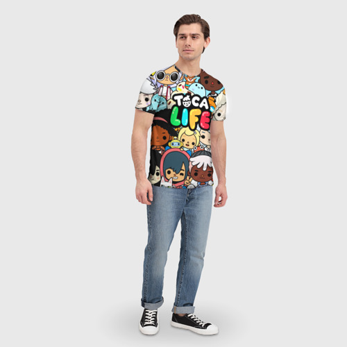 Мужская футболка 3D с принтом Toca Life персонажи из игры, вид сбоку #3