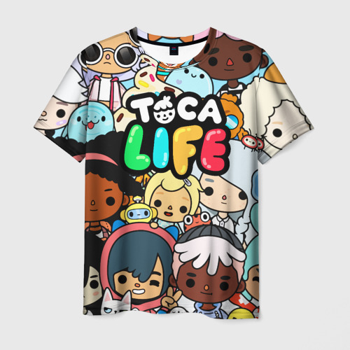 Мужская футболка 3D с принтом Toca Life персонажи из игры, вид спереди #2