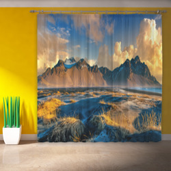 Фотошторы с принтом Красивый горный пейзаж для любого человека, вид спереди №3. Цвет основы: габардин