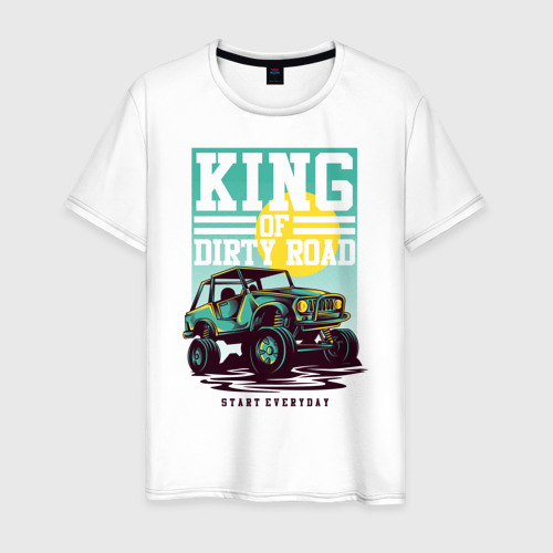 Мужская футболка из хлопка с принтом Авто король бездорожья, вид спереди №1