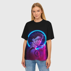 Женская футболка oversize 3D Sukuna Jujutsu Kaisen neon сукуна неон - фото 2
