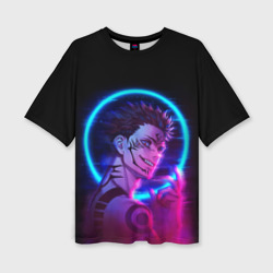 Женская футболка oversize 3D Sukuna Jujutsu Kaisen neon сукуна неон